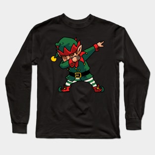 Dabbing Elf Shirt Kids Christmas Gifts Santa Helper Costume 2 Long Sleeve T-Shirt